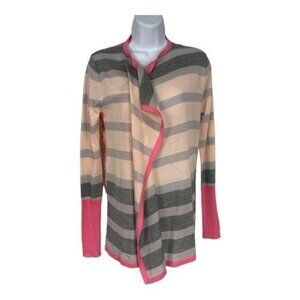 Clements Ribeiro Striped & Floral Cardigan Womens Size S Multicolor Wool Blend O